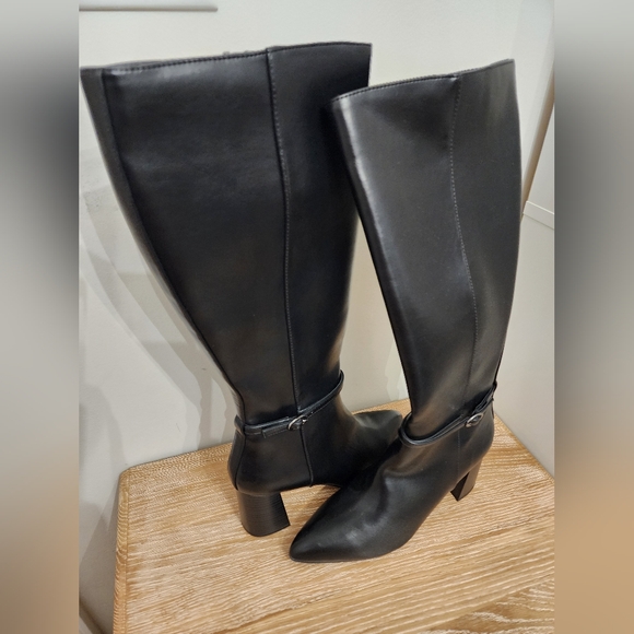 Anne klein brenice womens pointed toe zipper side closure thigh heel size 9.5 - Picture 7 of 12